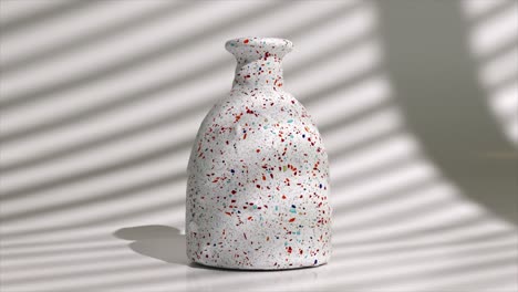 Eine-Keramikvase-Verwandelt-Sich-In-Eine-Regenbogenglasvase-Auf-Einem-Hellen-Hintergrund.-Simulation-Weicher-Körper-In-3D